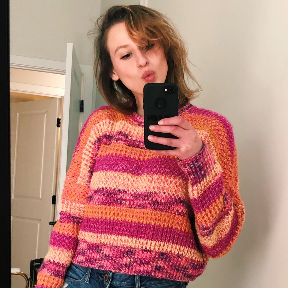 URBAN OUTFITTERS Multi Color Cropped Sweater